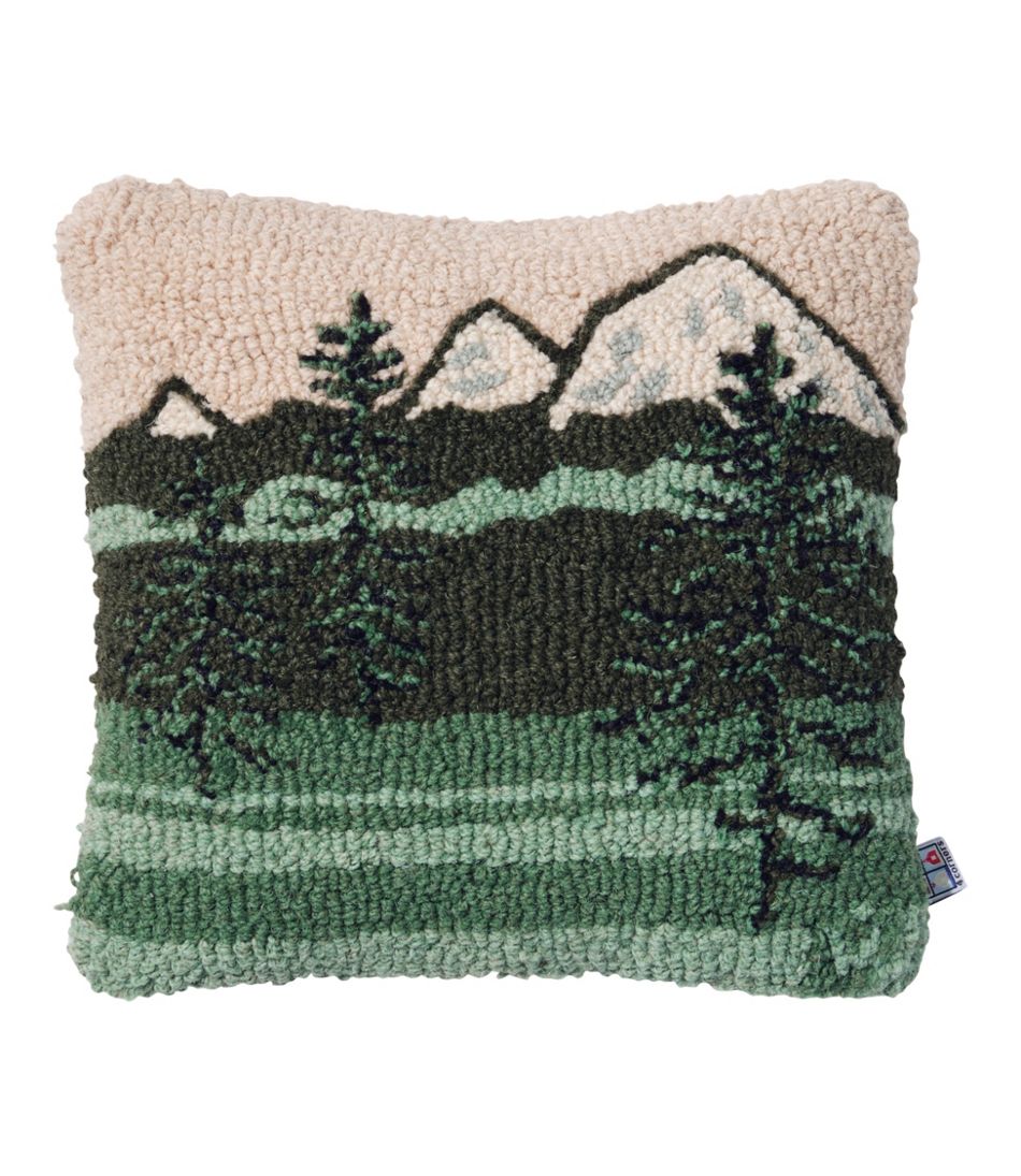 Wool Hooked Throw Pillow, Mountains, 14" x 14" | L.L.Bean Everyday