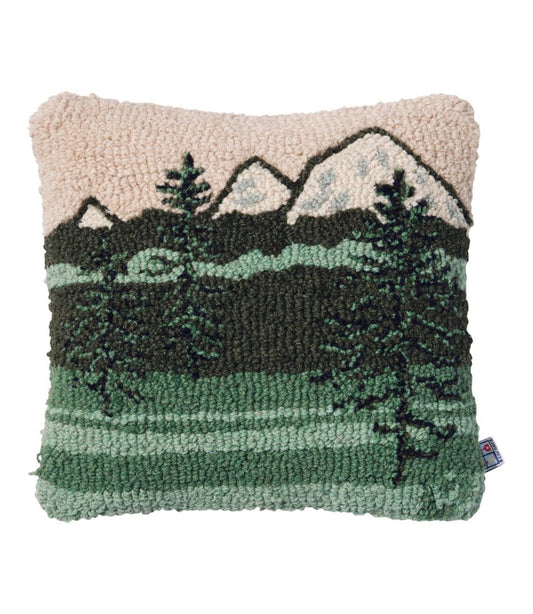 Wool Hooked Throw Pillow, Mountains, 14" x 14" | L.L.Bean Everyday