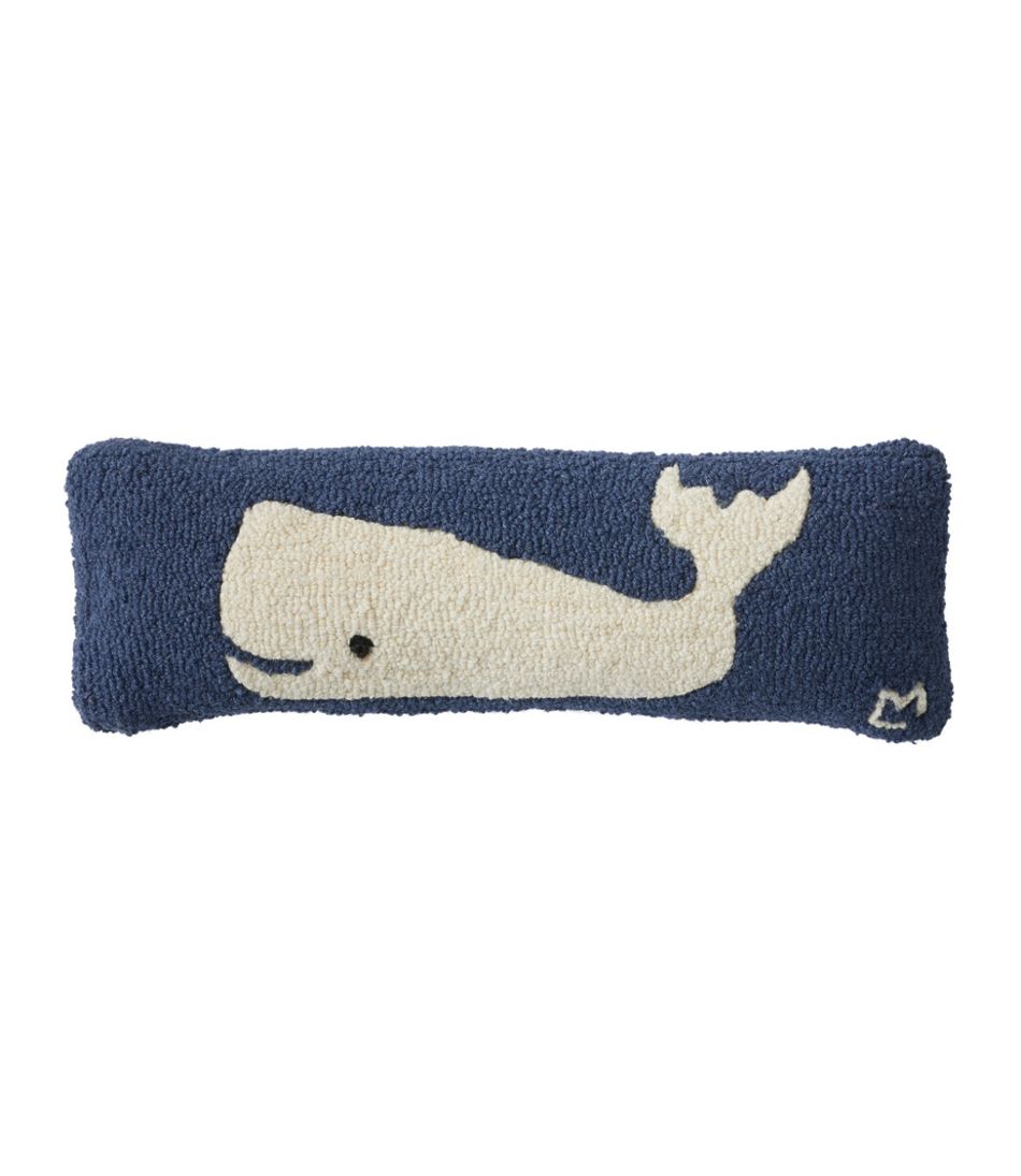 Wool Hooked Throw Pillow, Whale, 8" x 24" | L.L.Bean Value