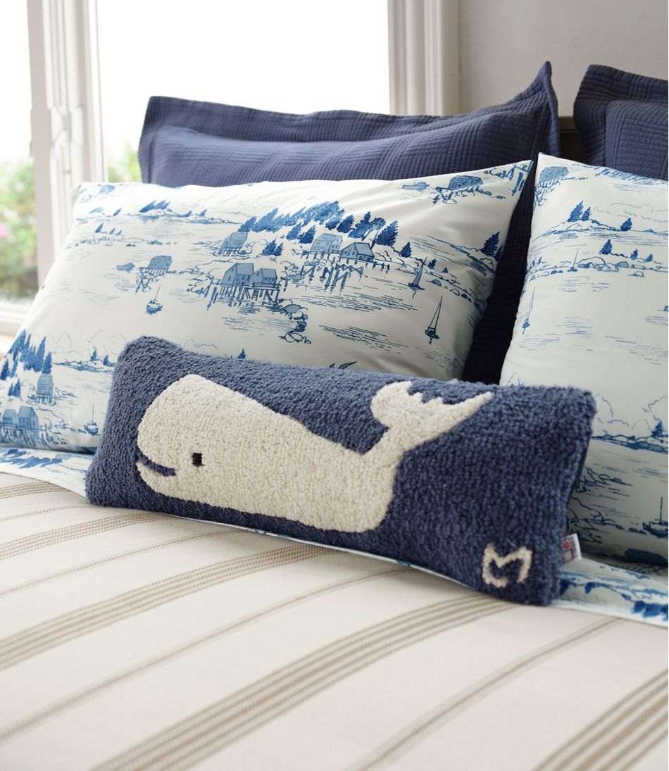 Wool Hooked Throw Pillow, Whale, 8" x 24" | L.L.Bean Value