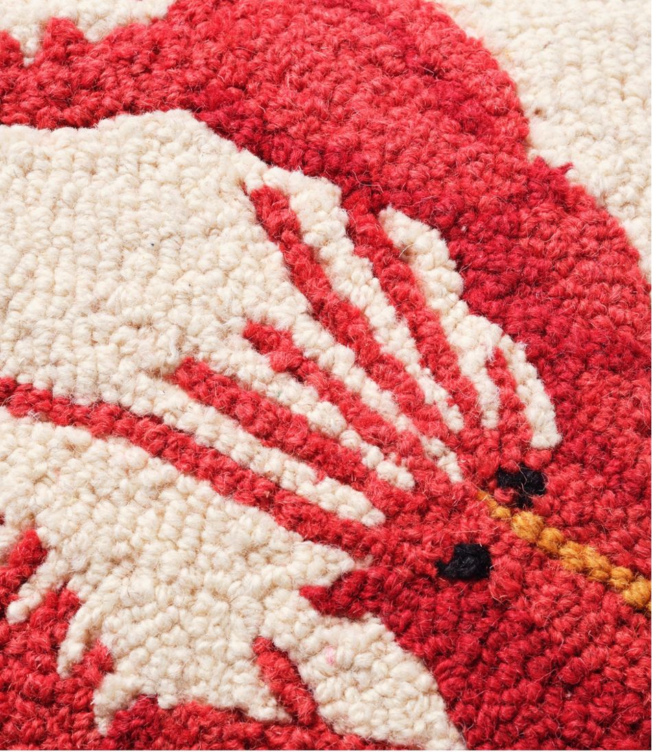 Wool Hooked Throw Pillow, Red Lobster, 14" x 14" | L.L.Bean Featured