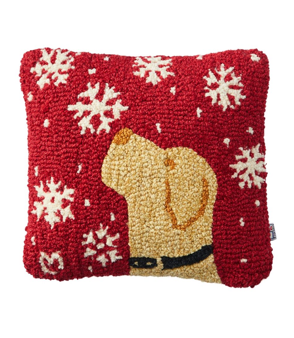 Wool Hooked Throw Pillow, Snowflake Yellow Lab, 14" x 14" | L.L.Bean Trending
