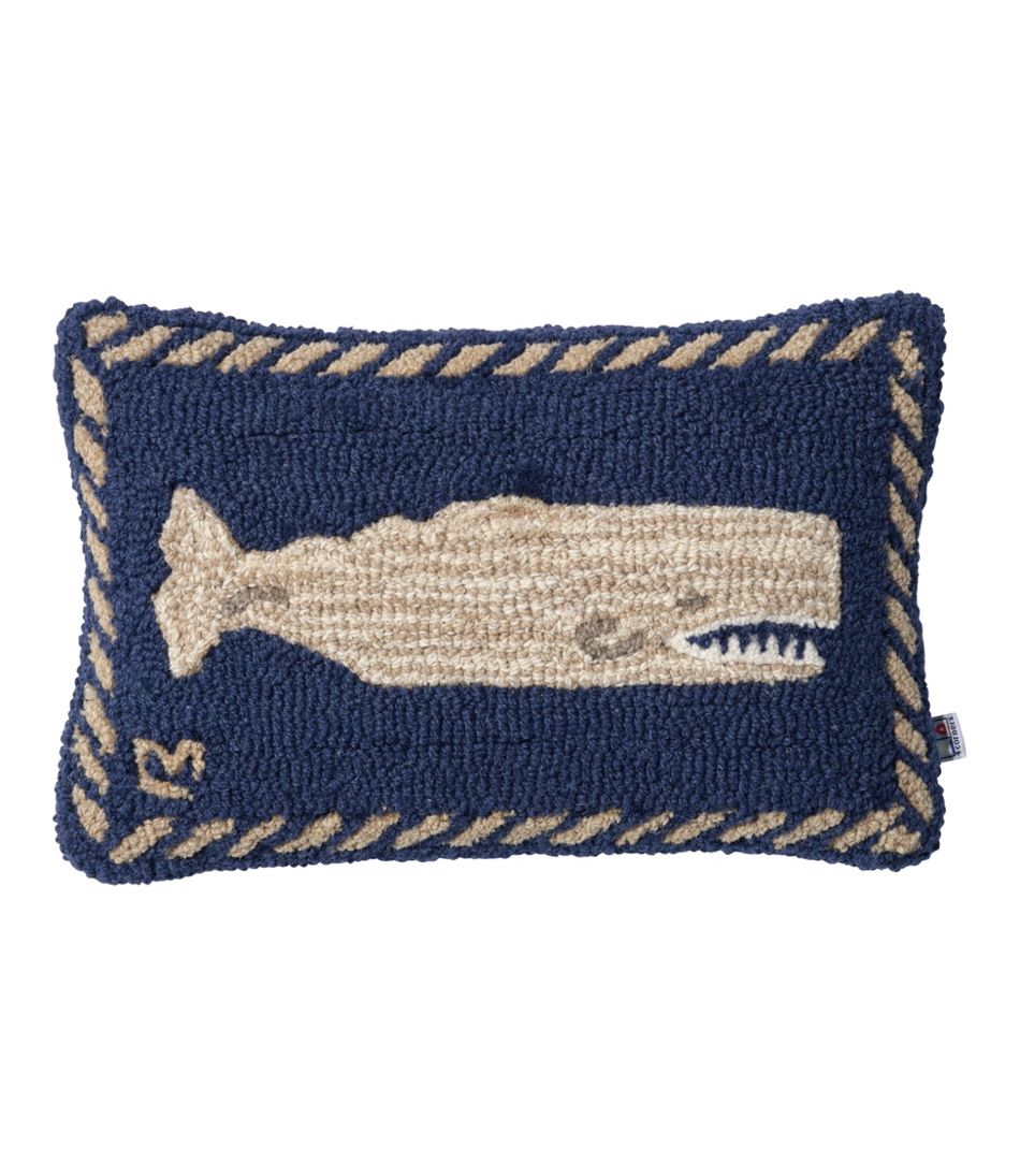 Wool Hooked Throw Pillow, Whale, 12" x 18" | L.L.Bean Signature