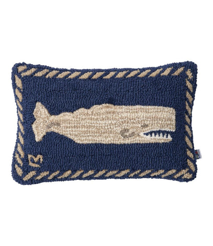 Wool Hooked Throw Pillow, Whale, 12" x 18" | L.L.Bean Signature