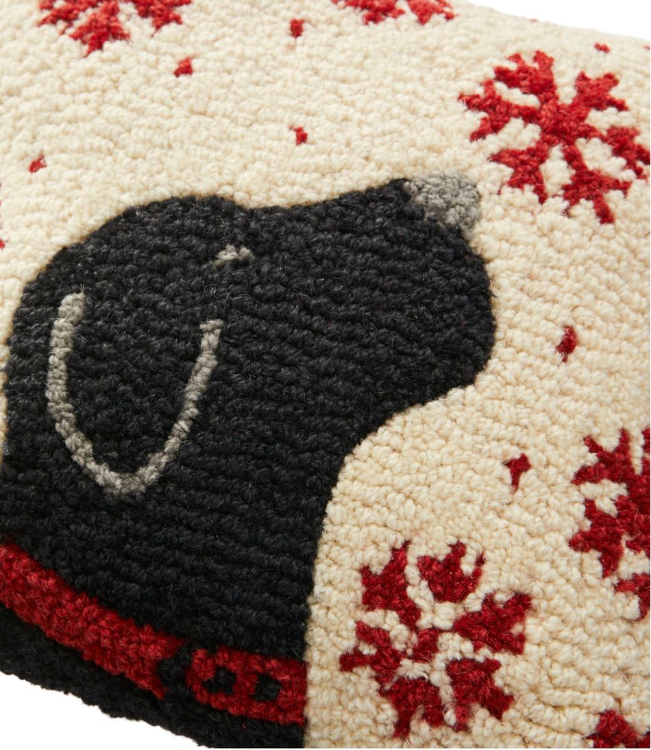 Wool Hooked Throw Pillow, Snowflake Black Lab, 14" x 14" | L.L.Bean Classic