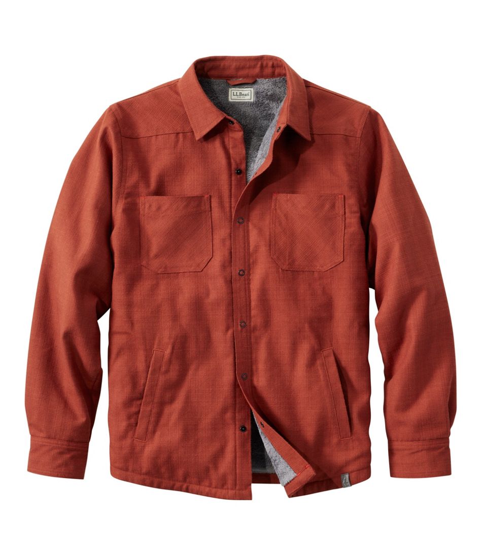 Men's Katahdin Performance Flannel Shirt-Jacket, Hi-Pile Fleece-Lined Solid | L.L.Bean Recommended
