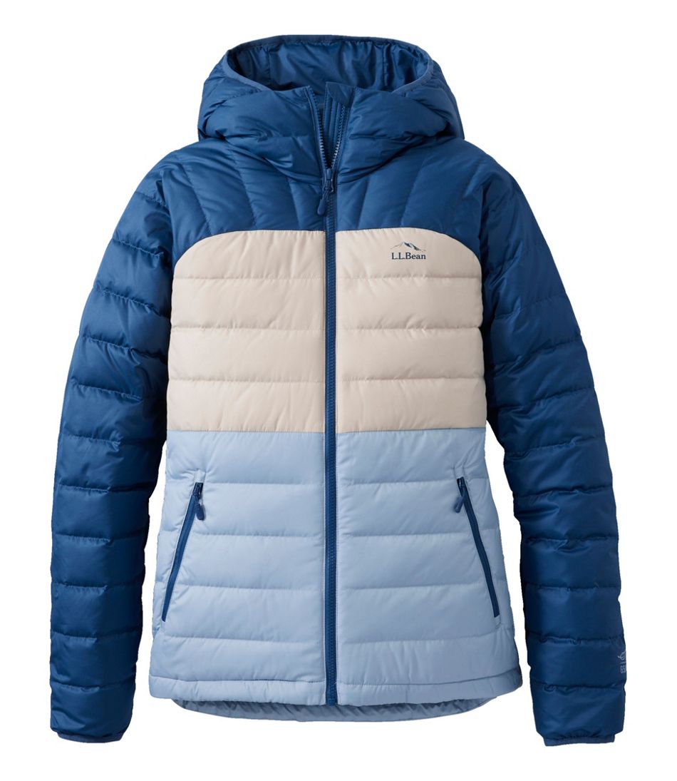 Women's Bean's Down Hooded Jacket, Colorblock | L.L.Bean Essential
