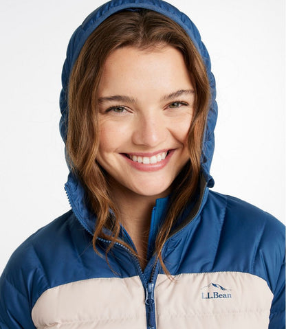 Women's Bean's Down Hooded Jacket, Colorblock | L.L.Bean Essential