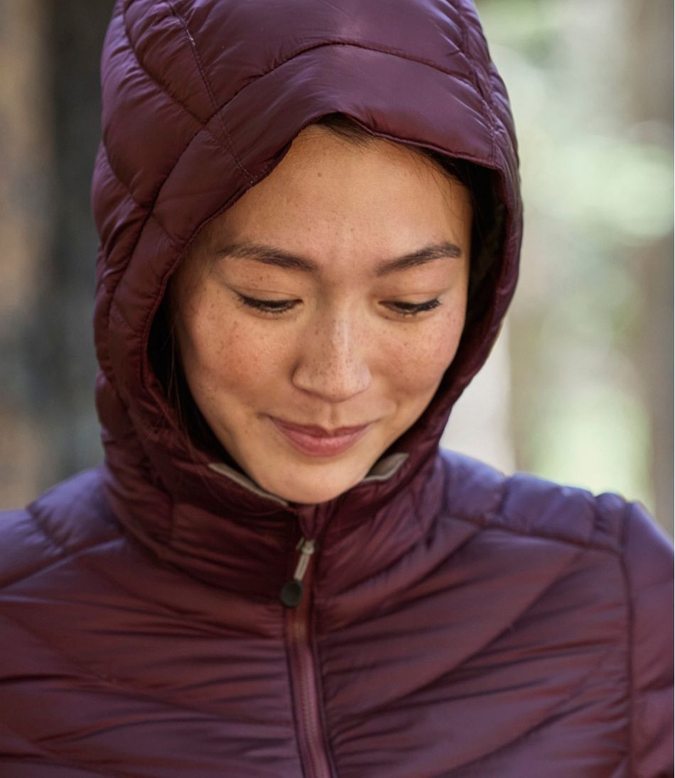 Women's Ultralight 850 Down Hooded Coat, Three-Quarter Length | L.L.Bean Essential
