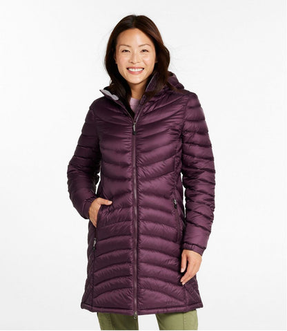 Women's Ultralight 850 Down Hooded Coat, Three-Quarter Length | L.L.Bean Essential
