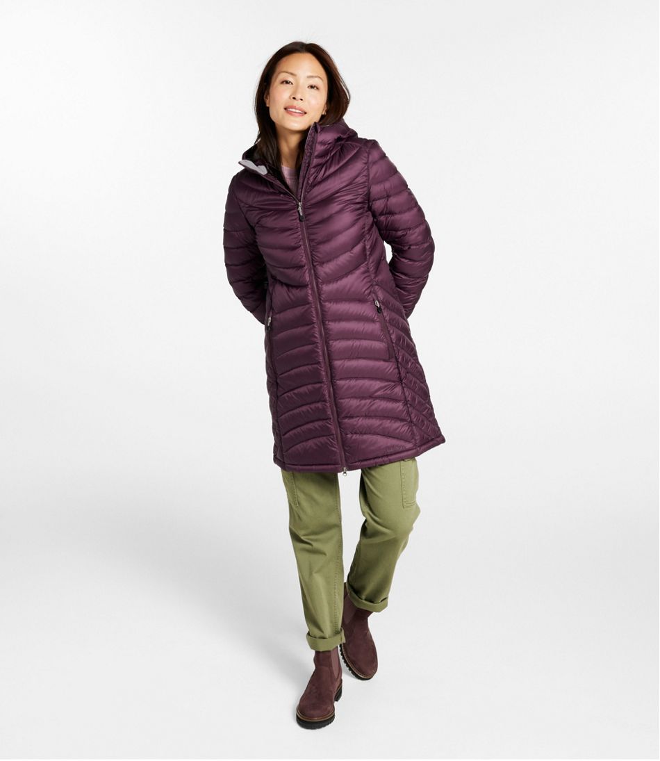 Women's Ultralight 850 Down Hooded Coat, Three-Quarter Length | L.L.Bean Essential