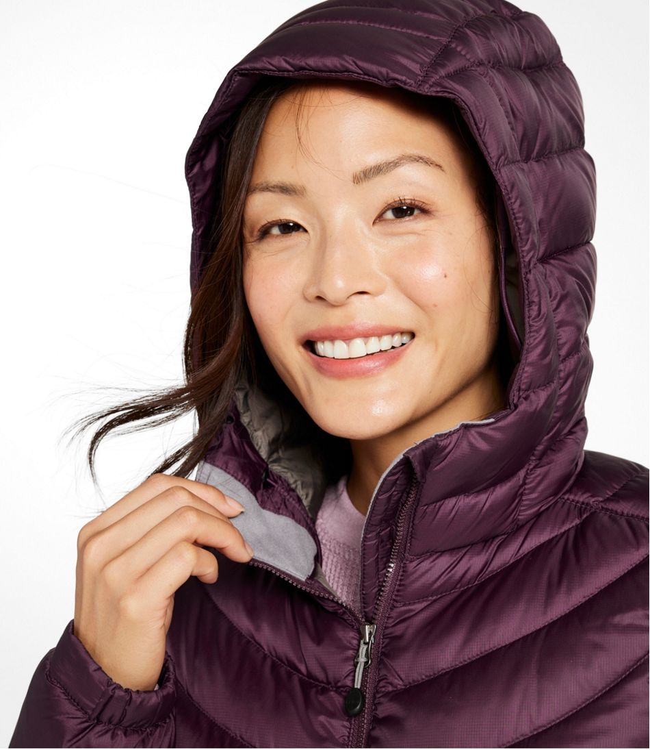 Women's Ultralight 850 Down Hooded Coat, Three-Quarter Length | L.L.Bean Essential